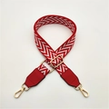 Adjustable red and white herringbone woven PU leather shoulder strap with gold hardware - Red