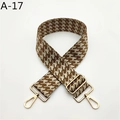 Détail d'une bandoulière pied-de-poule marron avec boucle en métal doré réglable - Kaki Foncé Riz (A-17)