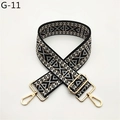 Adjustable wide shoulder strap with geometric triangle pattern and gold lobster clasps - Black (G-11)