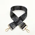 Detail of leopard print wide adjustable shoulder strap with shiny gold lobster clasps - Blue Black Leopard (No. 1)