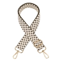 Detail of adjustable woven bag strap with brown star pattern and gold metal hooks - Army Green Front