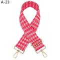 Bandoulière réglable à motif pied-de-poule rose avec mousquetons en métal doré poli - Rouge Pastèque (A-23)