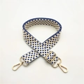 Adjustable woven shoulder strap for bags with blue and white star pattern and gold clips - Blue
