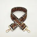 Detail of adjustable leopard print bag strap with golden metal lobster clasps and buckles - Brown Striped Leopard (No. 6)