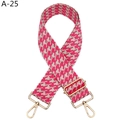 Close-up of pink houndstooth wide strap with gold-plated adjustable buckle - Silver Clasp / Rose Red (A-25)