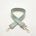 Adjustable checkerboard pattern bag strap with gold metal buckles for cross-body bags - Green