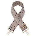 Detailed view of adjustable leopard print bag strap with polished gold metal hardware hooks - Silver Clasp / Pink Leopard