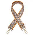 Adjustable woven bag strap with orange and blue geometric pattern and gold swivel hooks - Style 16 (16)
