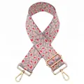Detailed view of thick leopard print bag strap with pink accents and gold swivel hooks - Silver Clasp / Pink Red Spotted Leopard