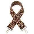 Close-up of a wide leopard print bag strap with high-quality light gold metal hardware - Khaki Leopard