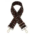 Detail of adjustable leopard print bag strap with premium gold metal lobster clasps - Coffee White Spotted Leopard