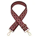 Close-up of No. 19 vintage ethnic woven bag strap with red patterns and gold hardware - Style 19 (19)