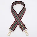 Detailed view of tribal geometric pattern bag strap with gold metal lobster clasps - Style No. 22