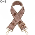 Detail of pink ethnic jacquard bag strap with gold lobster clasps and geometric pattern - C-41 Flesh Pink