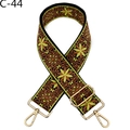 Detail of widening ethnic floral embroidery strap with golden metal swivel hooks - C-44 Brown Yellow Floral