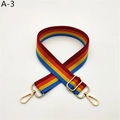 Detail of adjustable rainbow striped shoulder strap with gold metal lobster clasps - A-3 Red Stripe