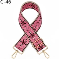 Detail of bohemian pink embroidery bag strap with gold metal swivel hook and buckle - C-46 Rose Coffee Floral
