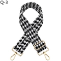 Detail of adjustable black and white houndstooth bag strap with gold metal lobster clasps - Silver Clasp / Black White (Q-3)