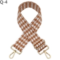 Detail of jacquard houndstooth strap in brown and white with gold lobster clips - Silver Clasp / Brown White (Q-4)