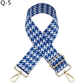 Close-up of blue and white houndstooth wide strap with premium gold metal clasps - Silver Clasp / Sky Blue (Q-5)