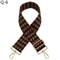Tracolla regolabile con motivo pied-de-poule marrone e nero e ganci dorati - Chiusura in Argento / Caffè (Q-6)