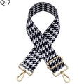 Dettaglio della tracolla pied de poule tessuta con moschettoni dorati regolabili - Chiusura in Argento / Blu (Q-7)