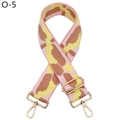 Close-up of wide adjustable strap with pink yellow brown patterns and gold metal hooks - Camouflage Pink Yellow Dark Brown Style (O-5) / Silver Clasp