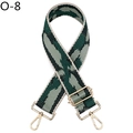 Detail of adjustable wide shoulder strap with green geometric pattern and gold buckles - Wave Dark Green Gray Style (O-8) / Silver Clasp