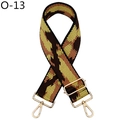 Macro view of adjustable woven bag strap with yellow geometric pattern and gold buckles - Camouflage Yellow Brown Beige Style (O-13) / Silver Clasp