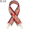 Bandoulière large réglable avec motif géométrique rouge et rose et mousquetons dorés - Style Vague Rouge Rose Beige Noir (O-14) / Fermoir en Argent
