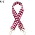 Detail of red houndstooth woven strap with adjustable gold lobster claw clasp - Rose Red (R-1)