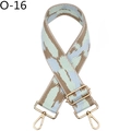Detail of wide woven strap with blue and green geometric pattern and gold hardware - Diamond Light Blue Green Brown Style (O-16) / Silver Clasp