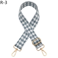 Detail of adjustable houndstooth shoulder strap with high-gloss gold metal hooks - Light Blue (R-3)