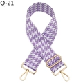 Detail of adjustable purple houndstooth strap with polished gold metal hardware - Silver Clasp / Purple (Q-21)