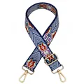 Detail of adjustable geometric ethnic style bag strap with gold metal buckles - Style 38