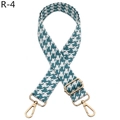 Detail of adjustable houndstooth bag strap with gold metal buckle and lobster clasp - Aqua Blue (R-4)
