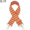 Detail of adjustable orange houndstooth woven handbag strap with gold metal buckles - Silver Clasp / Orange (Q-23)