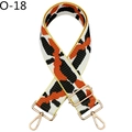 Close-up of a wide adjustable bag strap with an orange, black, and white leopard pattern - Leopard Orange Black White Style (O-18) / Silver Clasp