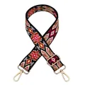 Detail of geometric pattern woven bag strap with golden rotating metal hooks - Style 39