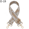 Close-up of adjustable woven bag strap with grey and khaki geometric pattern and gold hardware - Wave Gray Khaki Style (O-19) / Silver Clasp