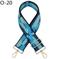 Close-up of bohemian blue geometric woven strap with gold metal lobster clasps - Wave Blue Black Style (O-20) / Silver Clasp