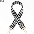 Detail of adjustable houndstooth shoulder strap with high-quality gold metal lobster clasps - Black & White (R-7)
