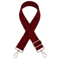 Détail de la bandoulière tisée rouge et noire réglable avec fermoirs dorés polis - Bordeaux (N° 7)