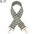 Detailed weave of grey-green houndstooth bag strap with adjustable gold metal buckle - Silver Clasp / Matcha Green (Q-27)