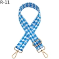 Detail of adjustable blue and white houndstooth strap with golden metal lobster clasps - Sky Blue (R-11)