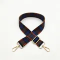 Adjustable checkerboard shoulder strap No. 6 with gold lobster clasps for handbags - No.6 Coffee Blue Plaid
