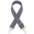 Détail d'une bandoulière tissée noir et blanc réglable avec boucle en métal doré chic - Bleu (N° 13)