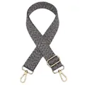 Détail d'une bandoulière tissée gris-noir avec boucles en métal doré et mousquetons n° 14 - Café (N° 14)