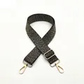 Bandoulière tissée noire et blanche réglable avec crochets en métal doré poli - Noir (N° 16)
