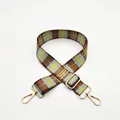 Detail of No. 10 checkered strap with blue and brown weave and gold lobster clasps - No.10 Brown Multi Plaid